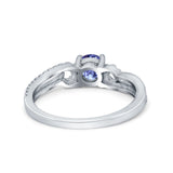 Engagement Bridal Ring Round Simulated Cubic Zirconia 925 Sterling Silver