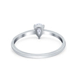 Petite Dainty Teardrop Wedding Ring Simulated Cubic Zirconia 925 Sterling Silver