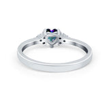 Engagement Heart Promise Ring Round Simulated Cubic Zirconia 925 Sterling Silver