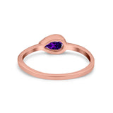 Pear Solitaire Wedding Ring Bezel Simulated Cubic Zirconia 925 Sterling Silver