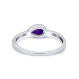 Pear Solitaire Wedding Ring Bezel Simulated Cubic Zirconia 925 Sterling Silver