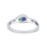 Pear Solitaire Wedding Ring Bezel Simulated Cubic Zirconia 925 Sterling Silver