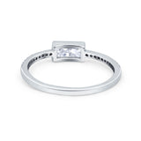 Accent Ring Emerald Cut Round Simulated Cubic Zirconia 925 Sterling Silver