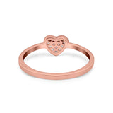 Heart Promise Ring Pave Round Simulated Cubic Zirconia 925 Sterling Silver