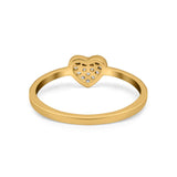 Heart Promise Ring Pave Round Simulated Cubic Zirconia 925 Sterling Silver