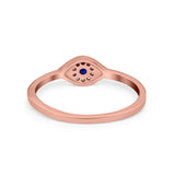 Evil Eye Ring Round Simulated Blue Sapphire Cubic Zirconia 925 Sterling Silver