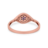 Evil Eye Ring Pave Simulated Blue Sapphire Cubic Zirconia 925 Sterling Silver