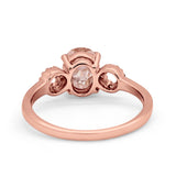 Art Deco Oval Solitaire Wedding Ring Simulated Cubic Zirconia 925 Sterling Silver