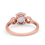 Art Deco Oval Solitaire Wedding Ring Simulated Cubic Zirconia 925 Sterling Silver