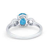 Art Deco Oval Solitaire Wedding Ring Simulated Cubic Zirconia 925 Sterling Silver