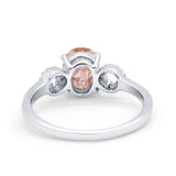 Art Deco Oval Solitaire Wedding Ring Simulated Cubic Zirconia 925 Sterling Silver