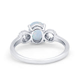 Art Deco Oval Solitaire Wedding Ring Simulated Cubic Zirconia 925 Sterling Silver