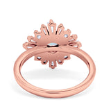 Halo Floral Style Vintage Wedding Ring Simulated Cubic Zirconia 925 Sterling Silver