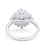 Halo Floral Style Vintage Wedding Ring Simulated Cubic Zirconia 925 Sterling Silver