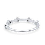 Art Deco Wedding Band Eternity Ring Round Simulated CZ 925 Sterling Silver