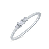 Three Stone Princess Cut Petite Ring Simulated Cubic Zirconia 925 Sterling Silver