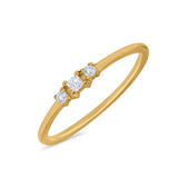 Three Stone Princess Cut Petite Ring Simulated Cubic Zirconia 925 Sterling Silver