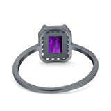 Halo Radiant Cut Wedding Engagement Ring Round Simulated Cubic Zirconia 925 Sterling Silver