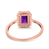 Halo Radiant Cut Wedding Engagement Ring Round Simulated Cubic Zirconia 925 Sterling Silver