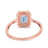 Halo Radiant Cut Wedding Engagement Ring Round Simulated Cubic Zirconia 925 Sterling Silver