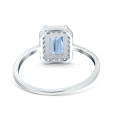 Halo Radiant Cut Wedding Engagement Ring Round Simulated Cubic Zirconia 925 Sterling Silver