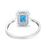 Halo Radiant Cut Wedding Engagement Ring Round Simulated Cubic Zirconia 925 Sterling Silver