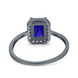 Halo Radiant Cut Wedding Engagement Ring Round Simulated Cubic Zirconia 925 Sterling Silver