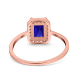 Halo Radiant Cut Wedding Engagement Ring Round Simulated Cubic Zirconia 925 Sterling Silver