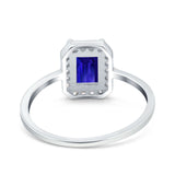 Halo Radiant Cut Wedding Engagement Ring Round Simulated Cubic Zirconia 925 Sterling Silver