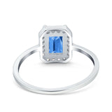 Halo Radiant Cut Wedding Engagement Ring Round Simulated Cubic Zirconia 925 Sterling Silver