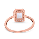 Halo Radiant Cut Wedding Engagement Ring Round Simulated Cubic Zirconia 925 Sterling Silver