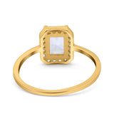 Halo Radiant Cut Wedding Engagement Ring Round Simulated Cubic Zirconia 925 Sterling Silver