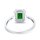 Halo Radiant Cut Wedding Engagement Ring Round Simulated Cubic Zirconia 925 Sterling Silver