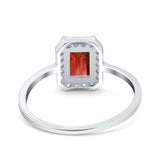 Halo Radiant Cut Wedding Engagement Ring Round Simulated Cubic Zirconia 925 Sterling Silver