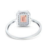 Halo Radiant Cut Wedding Engagement Ring Round Simulated Cubic Zirconia 925 Sterling Silver