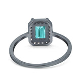 Halo Radiant Cut Wedding Engagement Ring Round Simulated Cubic Zirconia 925 Sterling Silver