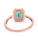 Halo Radiant Cut Wedding Engagement Ring Round Simulated Cubic Zirconia 925 Sterling Silver