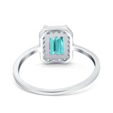Halo Radiant Cut Wedding Engagement Ring Round Simulated Cubic Zirconia 925 Sterling Silver