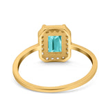 Halo Radiant Cut Wedding Engagement Ring Round Simulated Cubic Zirconia 925 Sterling Silver