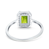 Halo Radiant Cut Wedding Engagement Ring Round Simulated Cubic Zirconia 925 Sterling Silver