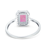 Halo Radiant Cut Wedding Engagement Ring Round Simulated Cubic Zirconia 925 Sterling Silver