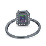 Halo Radiant Cut Wedding Engagement Ring Round Simulated Cubic Zirconia 925 Sterling Silver