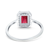 Halo Radiant Cut Wedding Engagement Ring Round Simulated Cubic Zirconia 925 Sterling Silver