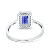 Halo Radiant Cut Wedding Engagement Ring Round Simulated Cubic Zirconia 925 Sterling Silver