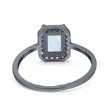 Halo Radiant Cut Wedding Engagement Ring Round Simulated Cubic Zirconia 925 Sterling Silver