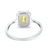 Halo Radiant Cut Wedding Engagement Ring Round Simulated Cubic Zirconia 925 Sterling Silver