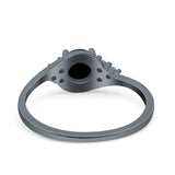 Art Deco Engagement Ring Round Simulated Cubic Zirconia 925 Sterling Silver