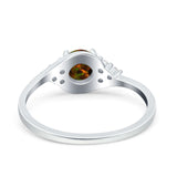 Art Deco Engagement Ring Round Simulated Cubic Zirconia 925 Sterling Silver