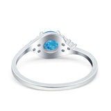 Art Deco Engagement Ring Round Simulated Cubic Zirconia 925 Sterling Silver