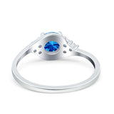 Art Deco Engagement Ring Round Simulated Cubic Zirconia 925 Sterling Silver